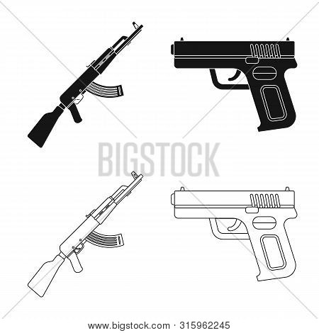 Vector Design Of Weapon And Gun Sign. Collection Of Weapon And Army Vector Icon For Stock.