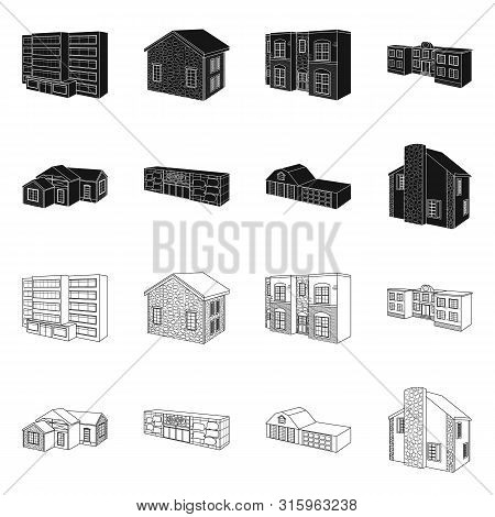 Vector Illustration Of Facade And Housing Sign. Set Of Facade And Infrastructure Stock Vector Illust