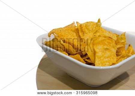 Corn Chips In White Bowl With White Background