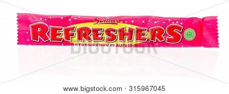 Winneconne, Wi - 10 July 2019 : A Package Of Swizzels Refreshers Candy On An Isolated Background
