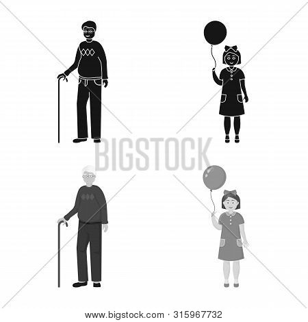 Isolated Object Of Character And Avatar Logo. Set Of Character And Portrait Stock Symbol For Web.