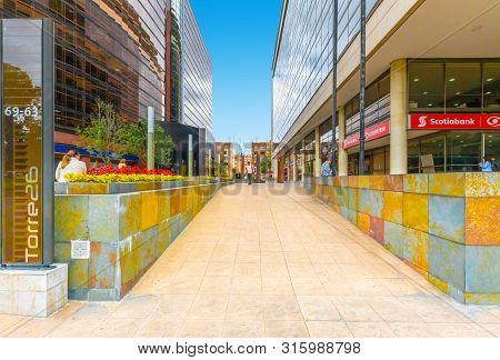Bogota Colombia August 6 Eldorado Avenue, Northern Bogota.  The Pedestrian Crosses Allows People To 