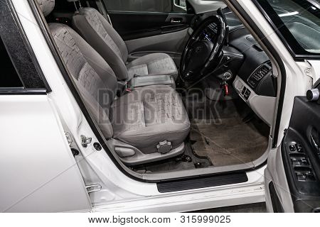 Novosibirsk, Russia - July 17, 2019:  Toyota Opa , Close-up Of The Dashboard, Player, Steering Wheel