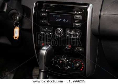 Novosibirsk, Russia - July 17, 2019:  Nissan Terrano, Close-up Of The Dashboard, Adjustment Of The B