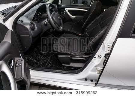 Novosibirsk, Russia - July 17, 2019:  Nissan Terrano, Close-up Of The Dashboard, Player, Steering Wh