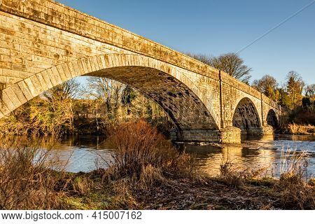The Arched Ken Bridge Over The Water Of Ken On A Sunny Winters Day, New Galloway, Dumfries And Gallo