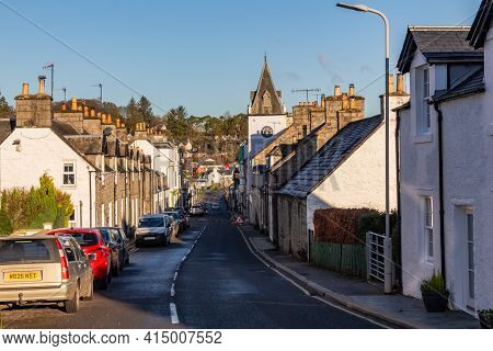New Galloway, Scotland - December 24th 2020: Ken Bridge Road In New Galloway On A Winters Day, Dumfr