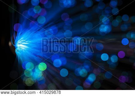 Fiber Optics Lights Abstract Background. High Quality And Resolution Beautiful Photo Concept