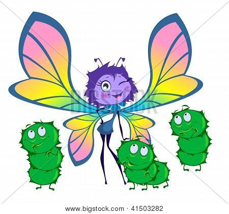 Motyl i trzy gąsienice