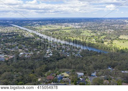 Aerial View Of The Township Of Lapstone In Regional New South Wales In Australia