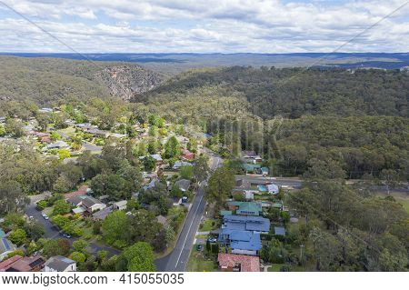 Aerial View Of The Township Of Lapstone In Regional New South Wales In Australia