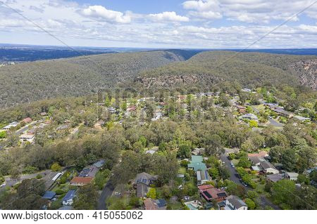 Aerial View Of The Township Of Lapstone In Regional New South Wales In Australia