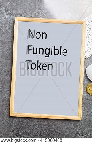 Crypto Art Concept. Blockchain Called Nfts. Digital Collectibles For Cryptocurrencies. Non-fungible