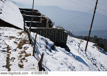 Picture Of Mountain Covered In Snow In Himachal Pradesh, India.
