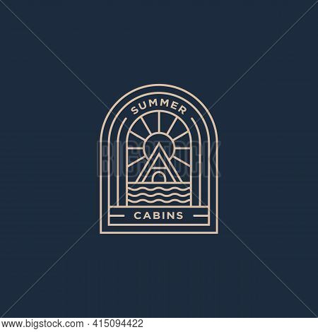 Summer Holiday Cabins Minimalist Line Art Logo Template Vector Illustration Design. Simple Modern Lo