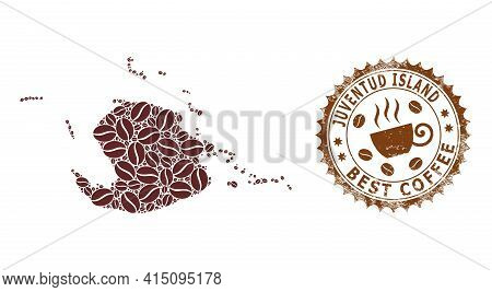 Mosaic Map Of Juventud Island From Coffee And Grunge Badge For Best Coffee
