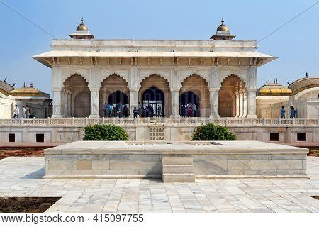 AGRA, INDIA - NOVEMBER 1, 2015:  Khass Mahal, Agra Fort. The Agra Fort is a UNESCO World Heritage site located in Agra, Uttar Pradesh, India. 