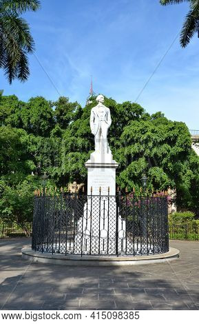 HAVANA, CUBA - JULY 24, 2016: Carlos Cespedes Statue. The monument was erected to the Cuban painter who freed his slaves and made the declaration of Cuban independence in 1868.