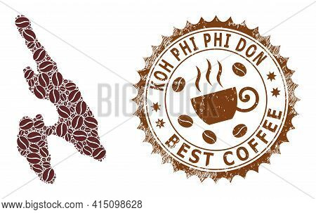 Mosaic Map Of Koh Phi Don Of Coffee And Textured Award For Best Coffee