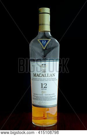 TORONTO, CANADA â January 26, 2021: The Macallan Double Cask 12 Years Old is popular American whiskey.