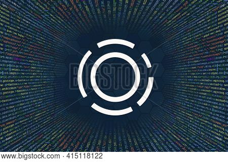 Aion, Aion Cryptocurrency Symbol. A Tunnel From A Computer Program Code. Programmer Strings Of Code,