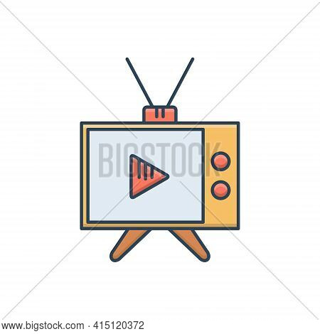 Color Illustration Icon For Media Resources Modality Tv