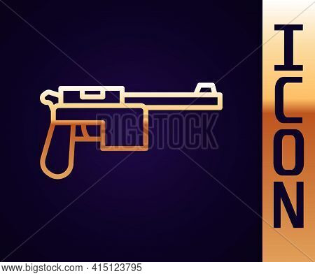Gold Line Mauser Gun Icon Isolated On Black Background. Mauser C96 Is A Semi-automatic Pistol. Vecto