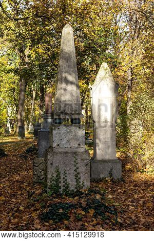 Munich, Germany - Nov 01, 2020: View Of Famous Old North Cemetery Of Munich, Germany With Historic G