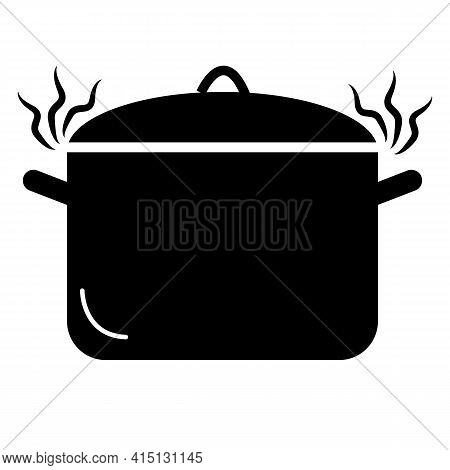 Pan Icon On White Background. Hot Pot Sign. Cooking In Pot. Soup Pot Symbol. Flat Style.
