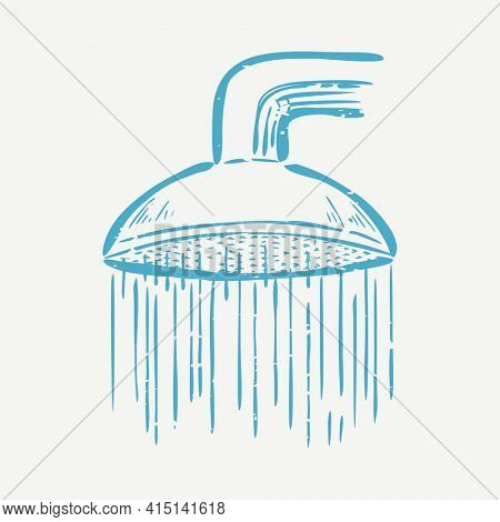 Rain shower printmaking in cute design element