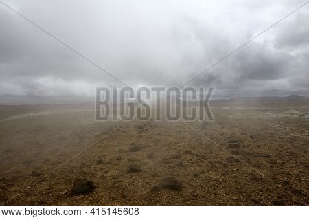 Hverir / Iceland - August 30, 2017: Hverir Geothermal And Sulfur Area Near Namafjall Mountain, Myvat