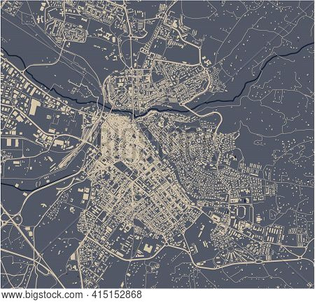 Map Of The City Of Sassari, Italy