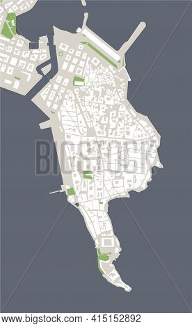 Map Of The City Of Syracuse, Italy