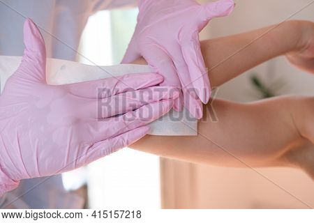 Waxing Salon Or Spa. Hair Removal Using Wax.Concept - sugar paste or hair removail.