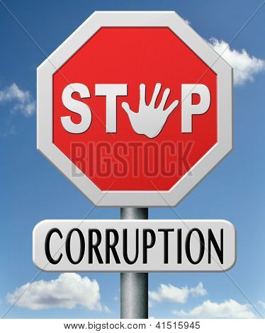 parada de corrupción y soborno político o policial puede ser corrupto