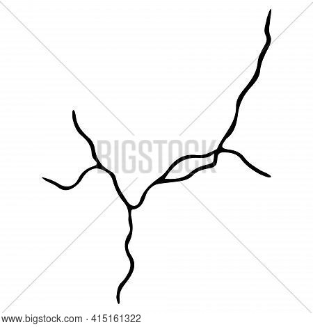 Kintsugi Crack. Earthquake And Ground Cracks, Hole Effect, Craquelure And Damaged Texture. Vector Il