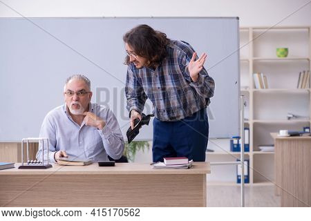 Two employees in bankruptcy concept