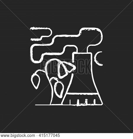 Wilting Plants Chalk White Icon On Black Background. Loss Of Rigidity Of Non Woody Parts Of Plants P