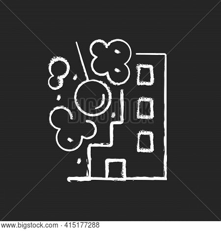 Construction Sites Chalk White Icon On Black Background. Construction And Demolition Operations Cont
