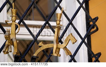 Elaborately Artfull Crafted Wrought Iron Work On Buildings In Germany, Bavaria