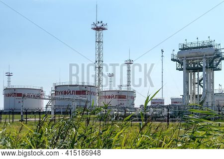 Kaliningrad Region, Russia, July 26, 2020. Lukoil Refinery. Oil Refinery Units. Complex Oil Terminal