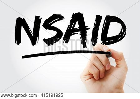 Nsaid - Nonsteroidal Anti-inflammatory Drug Acronym With Marker, Concept Background