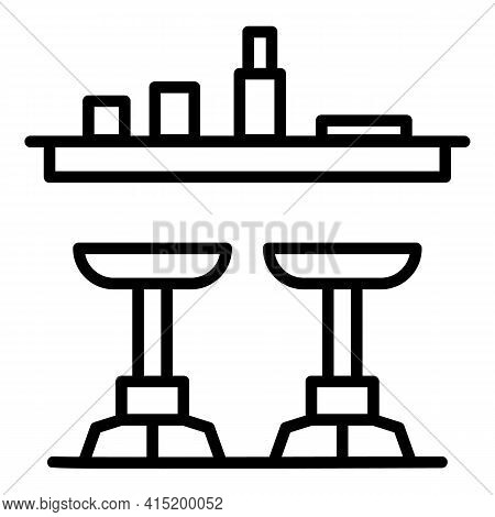 Serving Bar Counter Icon. Outline Serving Bar Counter Vector Icon For Web Design Isolated On White B
