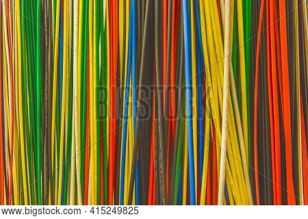 Thermal Shrink Electrical Insulation, Multicolored Building Materials Background.