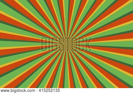 Red Green Red Rays In Retro Style. Glare Texture. Holiday Vector Background. Vector Spotlight. Stock
