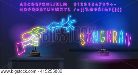 Songkran Festival Thai New Year , Bangkok Thailand Translate - Songkran Day, Lettering Vector.songkr