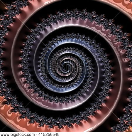 Abstract 3d Illustration Of A Spiraling Shape Design With A Shiny Metallic Texture