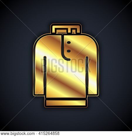 Gold Shirt Kurta Icon Isolated On Black Background. Vector