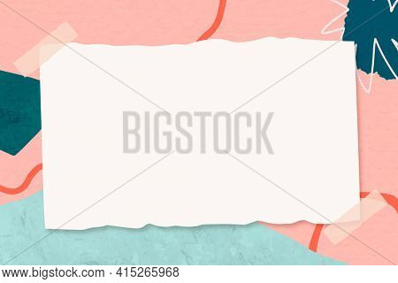 Paper note frame with pink Memphis pattern background