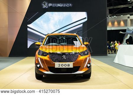 Nonthaburi, Thailand - March 25,2021 : View Of All New Peugeot 2008 Car On Display At Thailand Inter